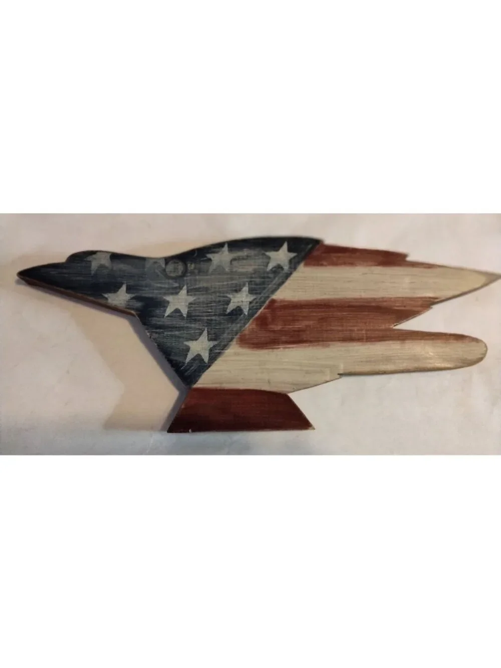 Wooden Eagle Wall Decor Patriotic American Flag Handmade Art Rustic Cottage